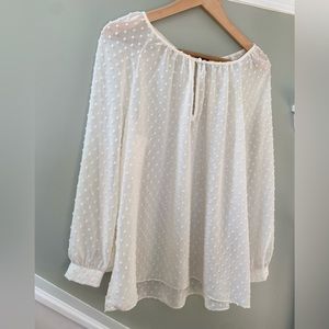 J. Crew Cream Swiss Dot Long Sleeve Blouse - Sheer